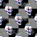 Rock and roll skull skeleton boy rad rockshow Checker (Seamless Digital File)