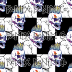 Rock and roll skull skeleton boy rad rockshow checker (Seamless Digital File)