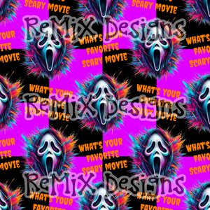 Neon Scream Ghostface, what's your favorite scary movie, no you hang up Halloween scary spooky Checker (Seamless Digital File)