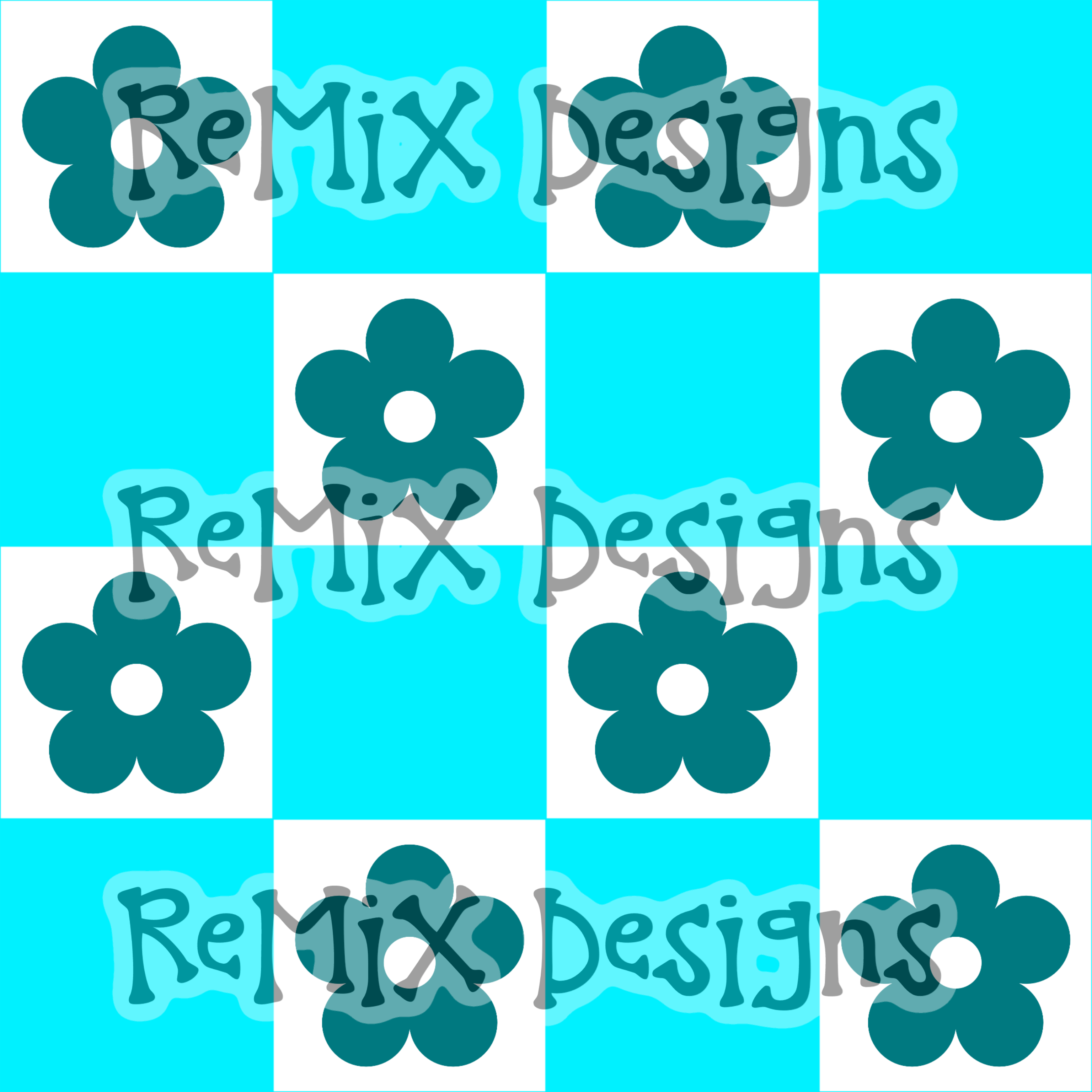 Floral daisies checker patchwork (Seamless Digital File)