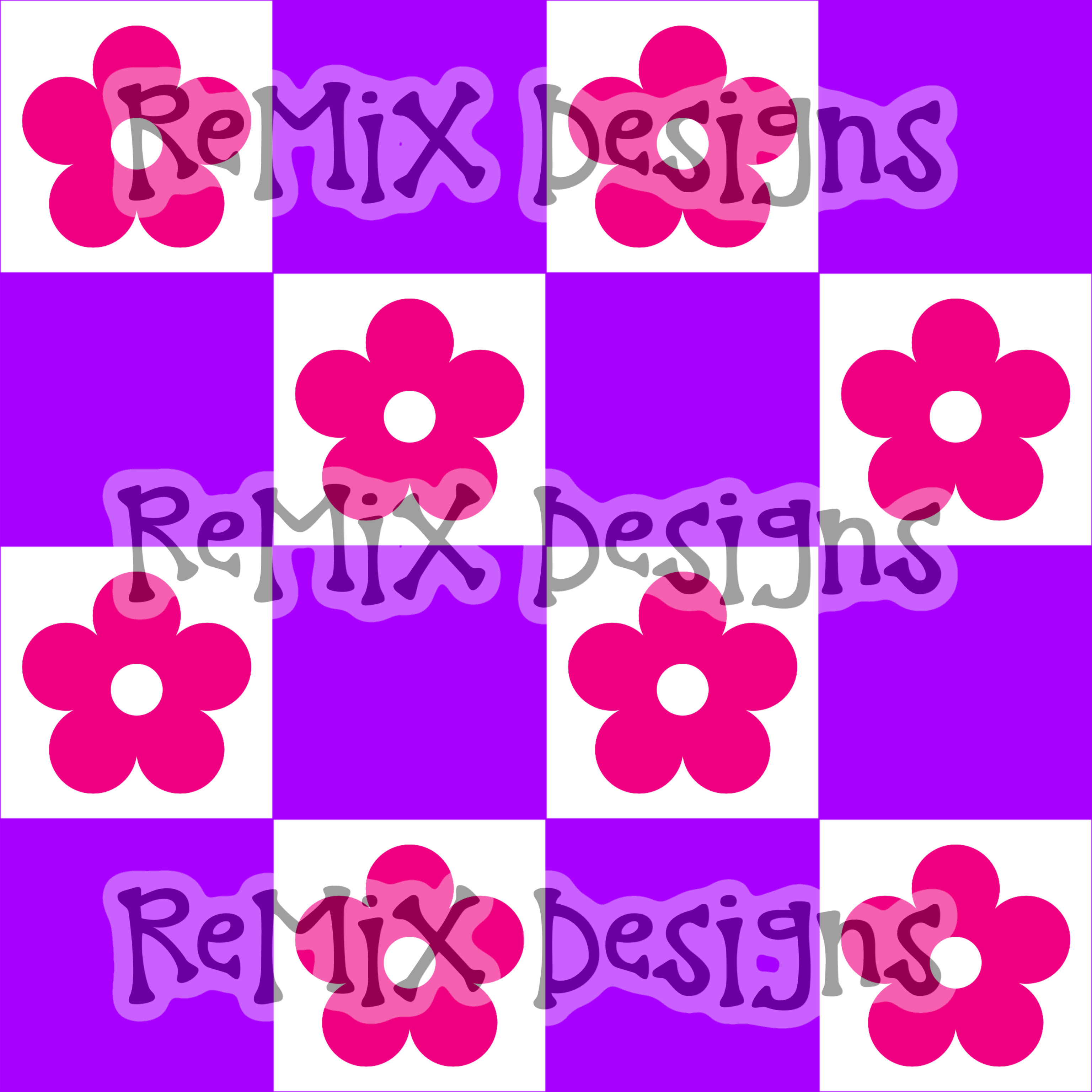 Floral daisies checker patchwork (Seamless Digital File)