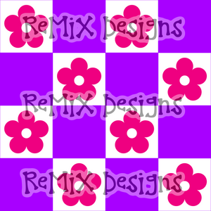 Floral daisies checker patchwork (Seamless Digital File)