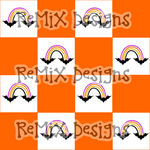 Halloween bats rainbow spooky cute checker (Seamless Digital File)