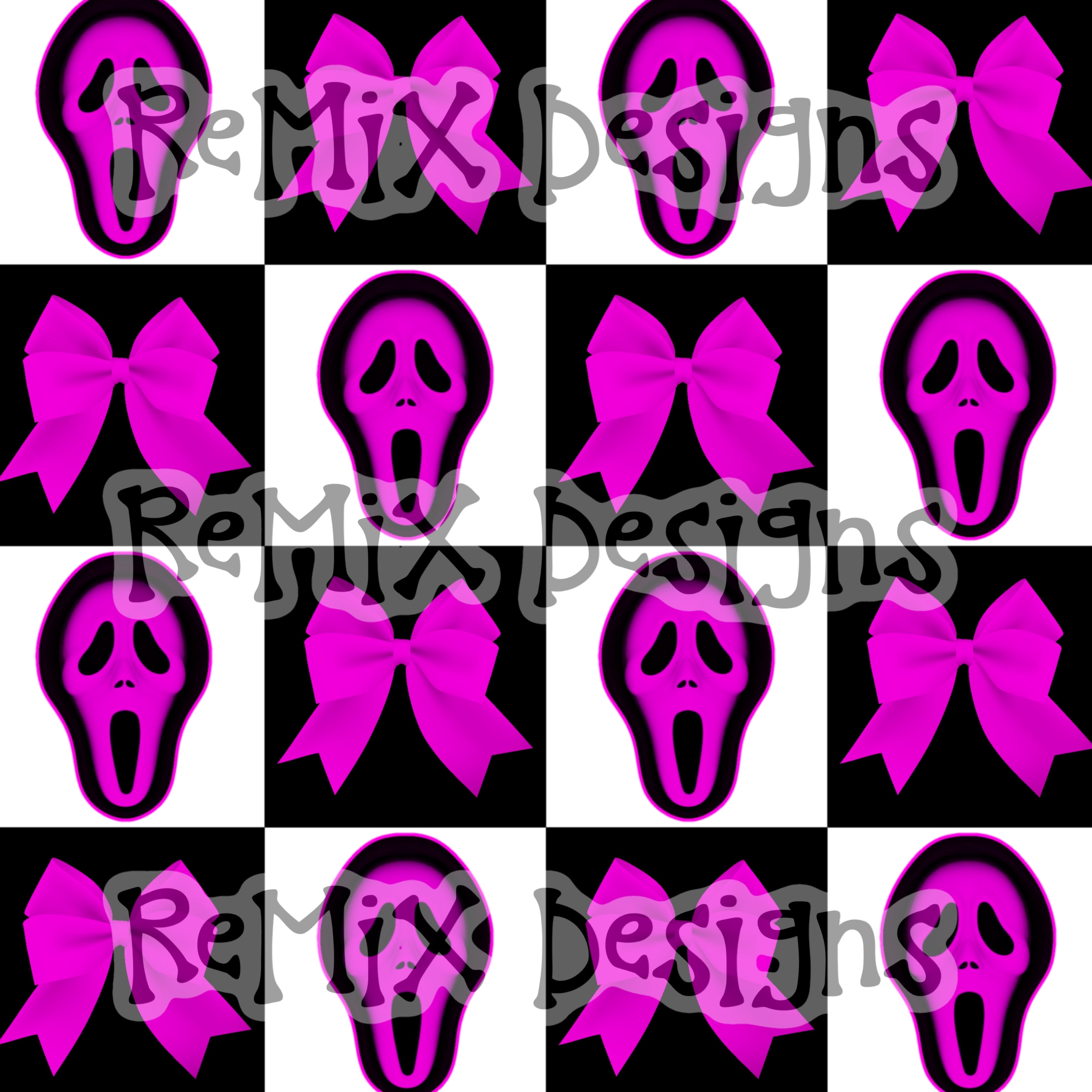 Scream Ghostface Halloween spooky scary coquette bows girly Checker (Seamless Digital File)