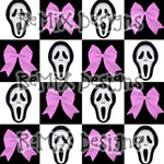 Scream Ghostface Halloween spooky scary coquette bows girly Checker (Seamless Digital File)