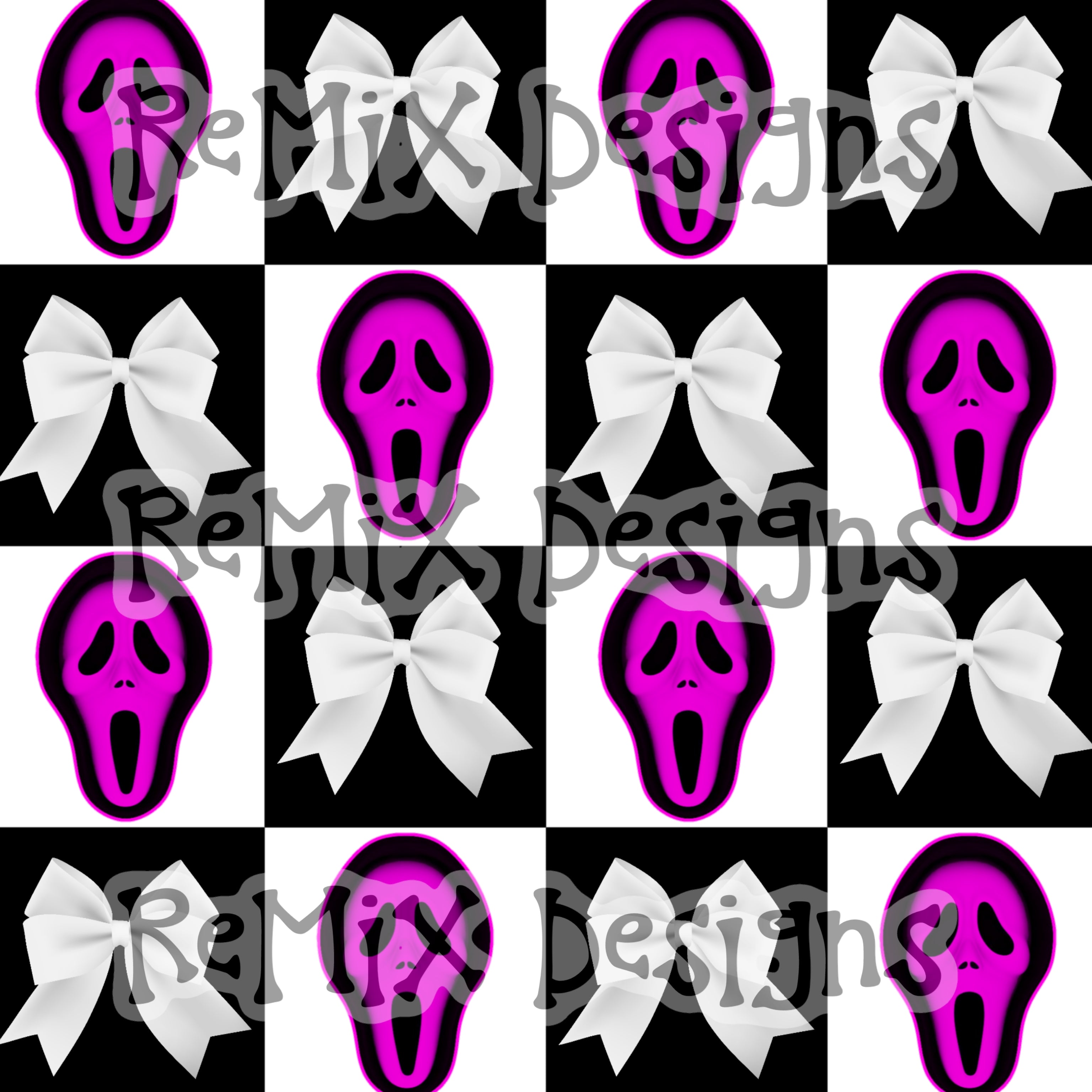 Scream Ghostface Halloween spooky scary coquette bows girly Checker (Seamless Digital File)