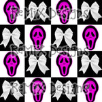 Scream Ghostface Halloween spooky scary coquette bows girly Checker (Seamless Digital File)