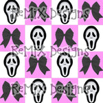 Scream Ghostface Halloween spooky scary coquette bows girly Checker (Seamless Digital File)