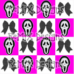 Scream Ghostface Halloween spooky scary coquette bows girly Checker (Seamless Digital File)