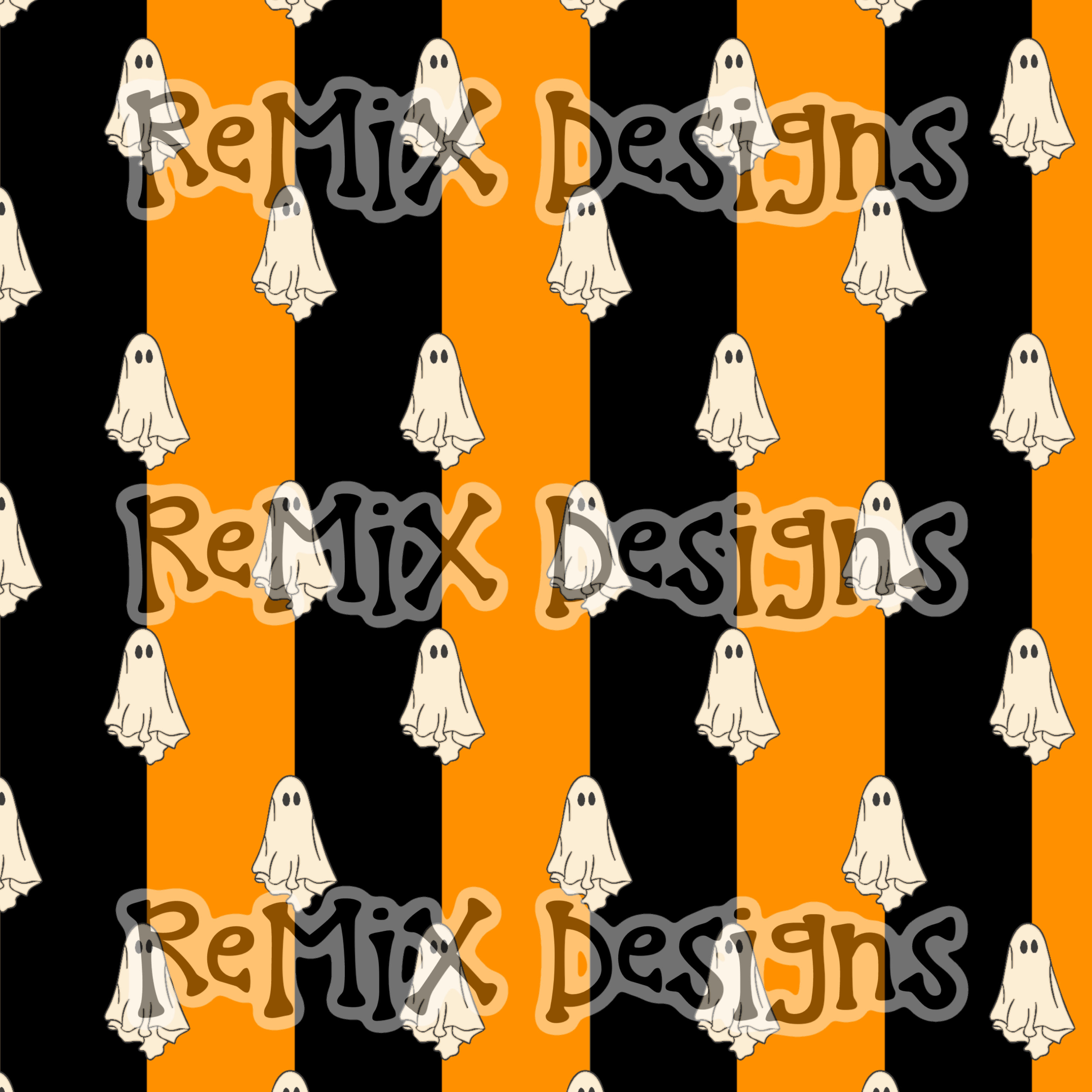 Halloween ghosts stripes spooky cute checker (Seamless Digital File)