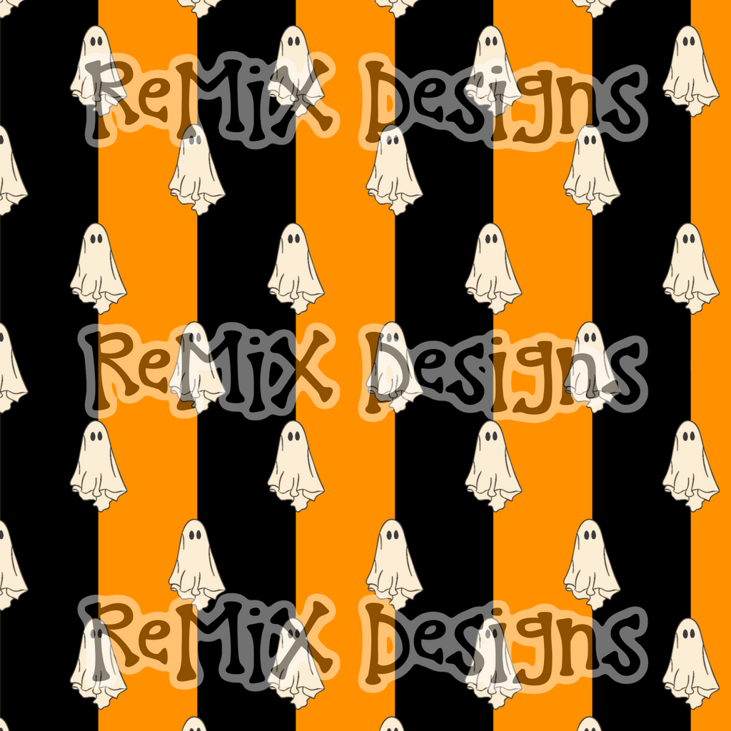 Halloween ghosts stripes spooky cute checker (Seamless Digital File)