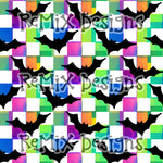 Bright Halloween bats spooky cute checker (Seamless Digital File)