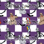 Halloween NBC Jack and Sally Pumpkin King Pumpkin Queen characters spooky checker (Seamless Digital File)