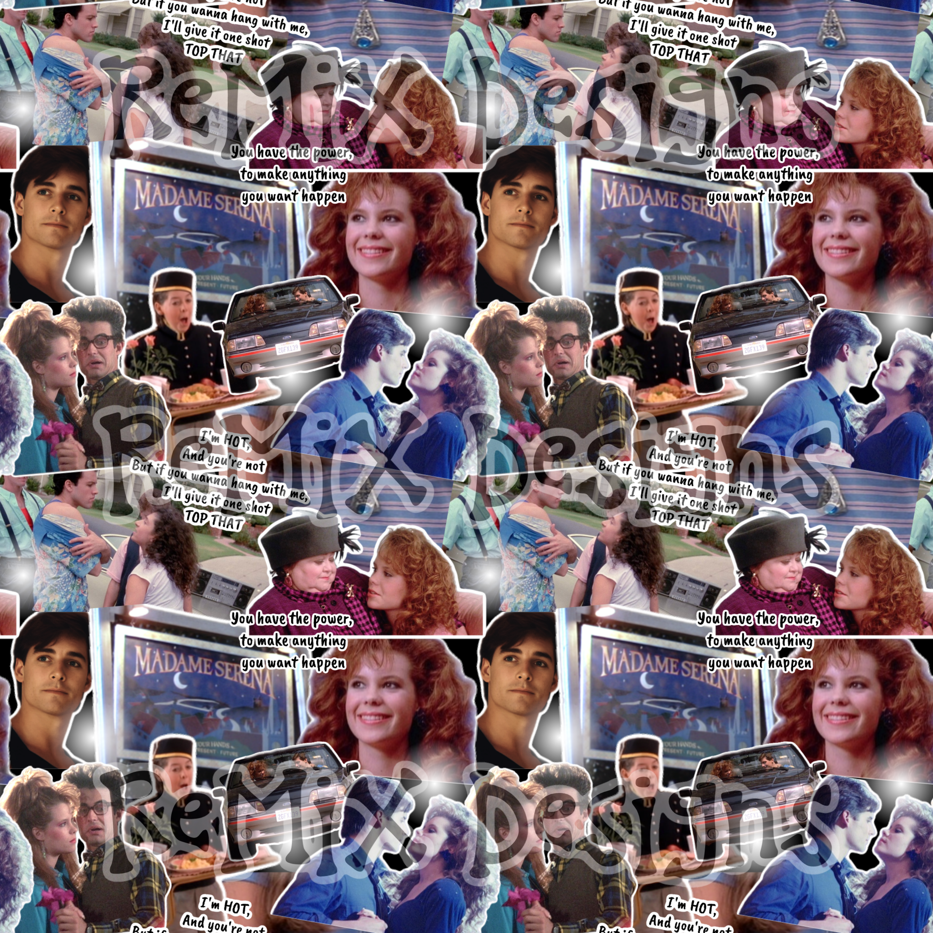 Teen witch movie, Top That, madame Serena, cult classic movie 80s 90s collage (Seamless Digital File)