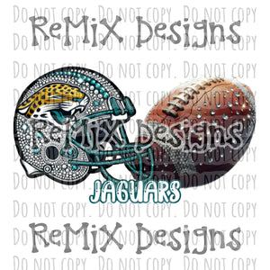 Rhinestone Helmet and Football Jaguars (PNG Digital File)