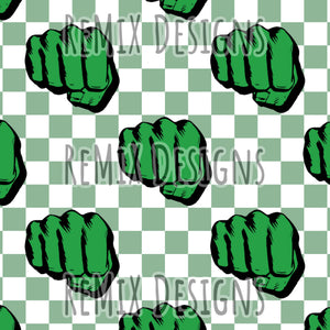 Green Hulk superhero hulk smash fist punch checker (Seamless Digital File)