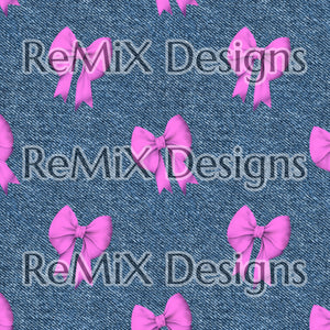 Denim pink jeans Coquette bows girly biker cute (Seamless Digital File)