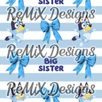 Big sister little sister blue dog girls sisters heelers coquette bows (Seamless Digital File)