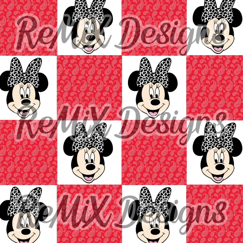 Cow print bandana classic mouse friends checker (Seamless Digital File)