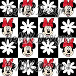 Floral Red glitter bow classic mouse friends checker (Seamless Digital File)