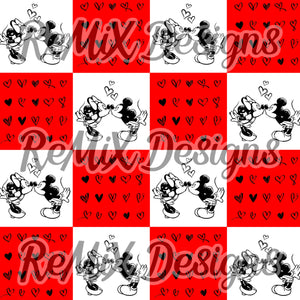 Love Kissing classic mouse friends checker (Seamless Digital File)