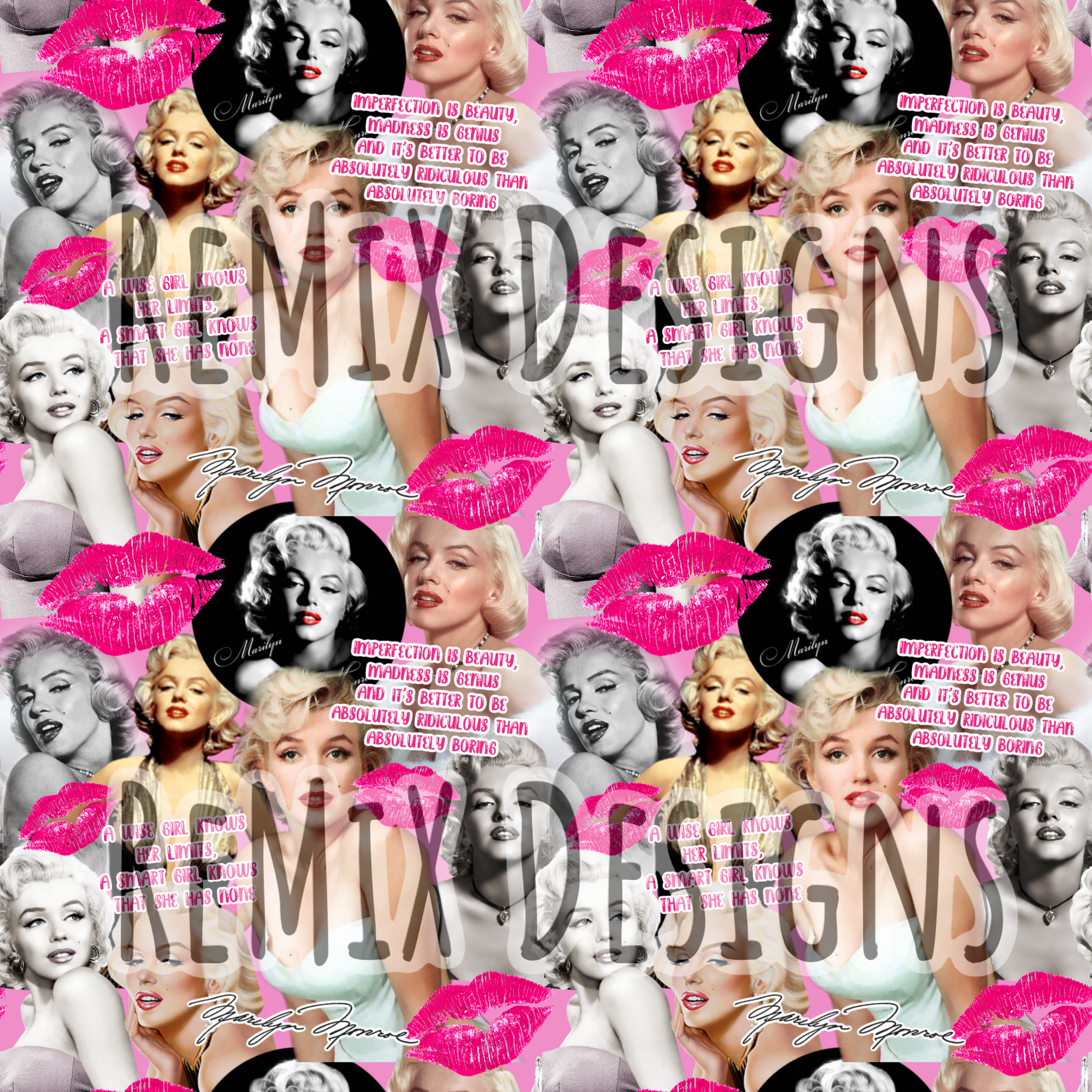 Marilyn Monroe famous diamonds blonde beauty quotes a wise girl knows her limits (Seamless Digital File)