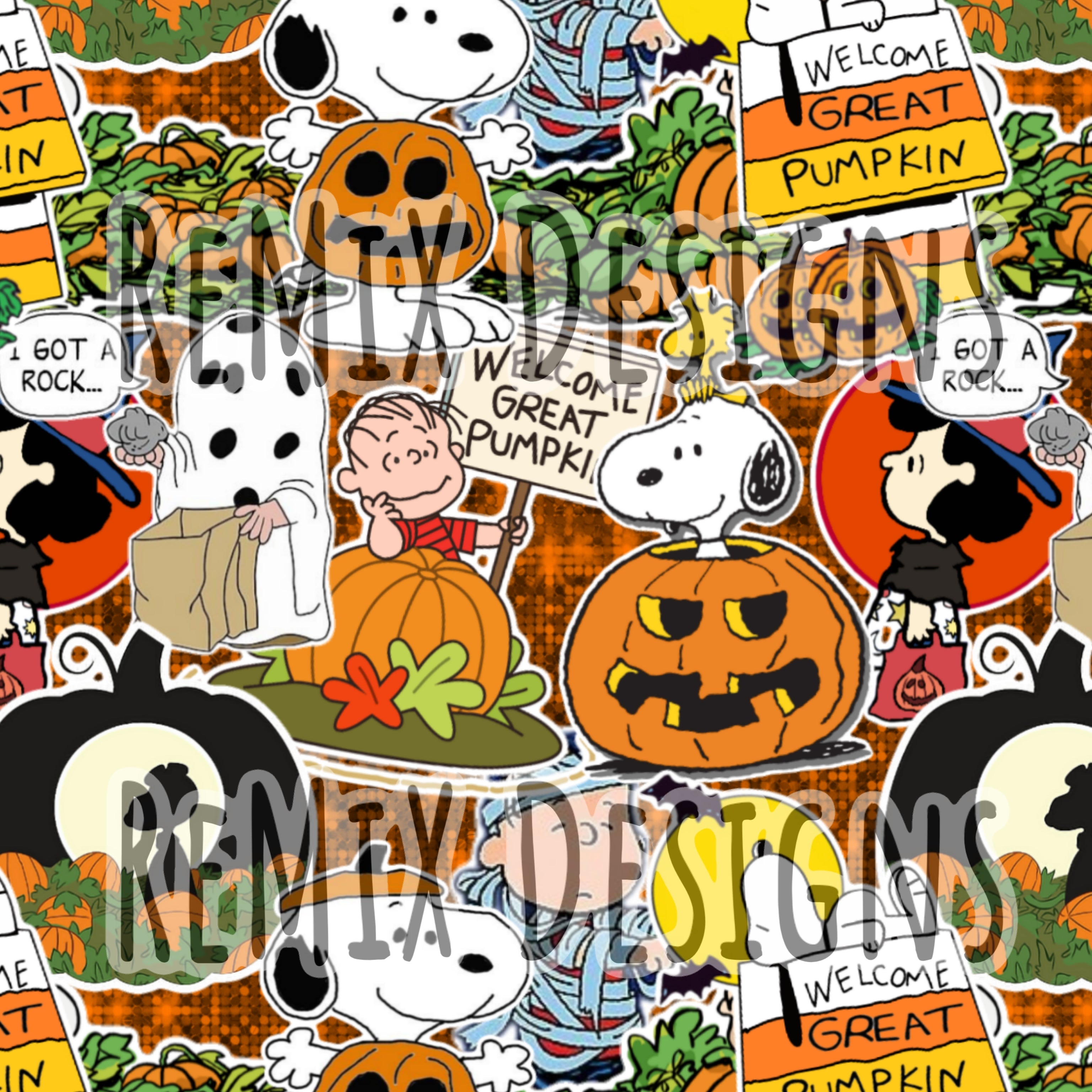 It's the great pumpkin Charlie Brown, pumpkin Halloween autumn fall peanuts (Seamless Digital File)