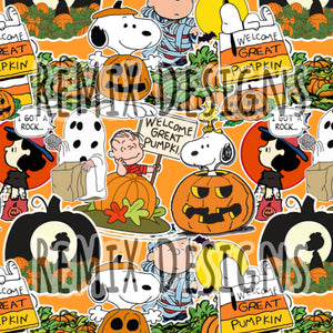 It's the great pumpkin Charlie Brown, pumpkin Halloween autumn fall peanuts (Seamless Digital File)