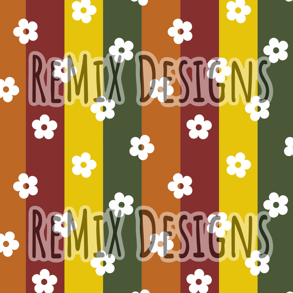 Cute boho daisy flower floral girly autumn fall (Seamless Digital File)