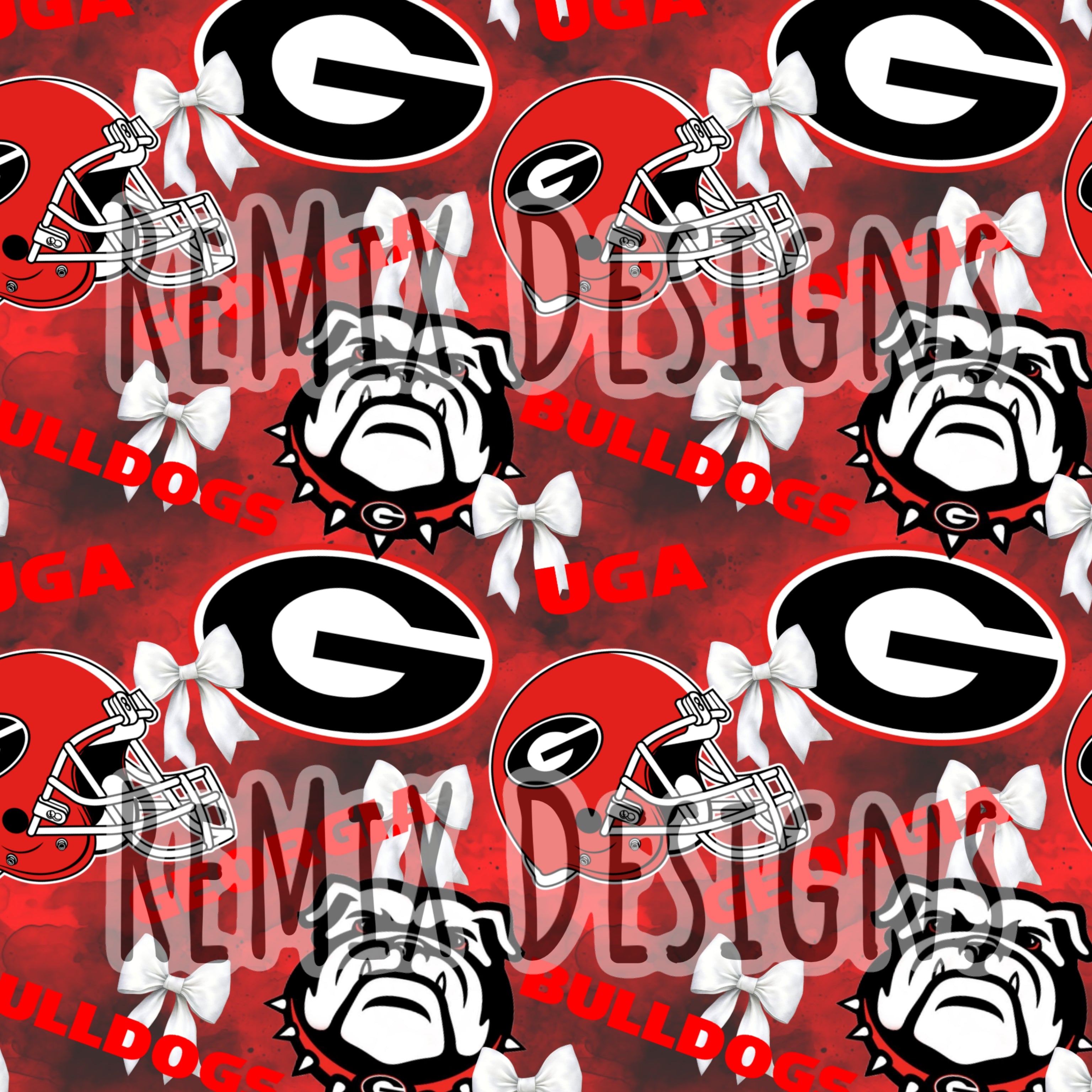 Georgia bulldogs football, go Dawgs coquette bows (Seamless Digital File)