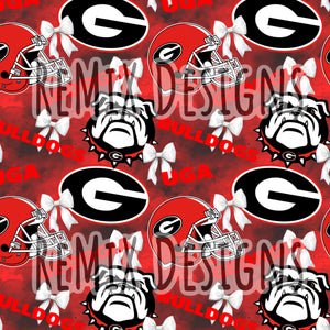 Georgia bulldogs football, go Dawgs coquette bows (Seamless Digital File)