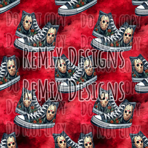 Jason Vorhees Friday the 13th Halloween scary horror spooky high tops sneakers (Seamless Digital File)