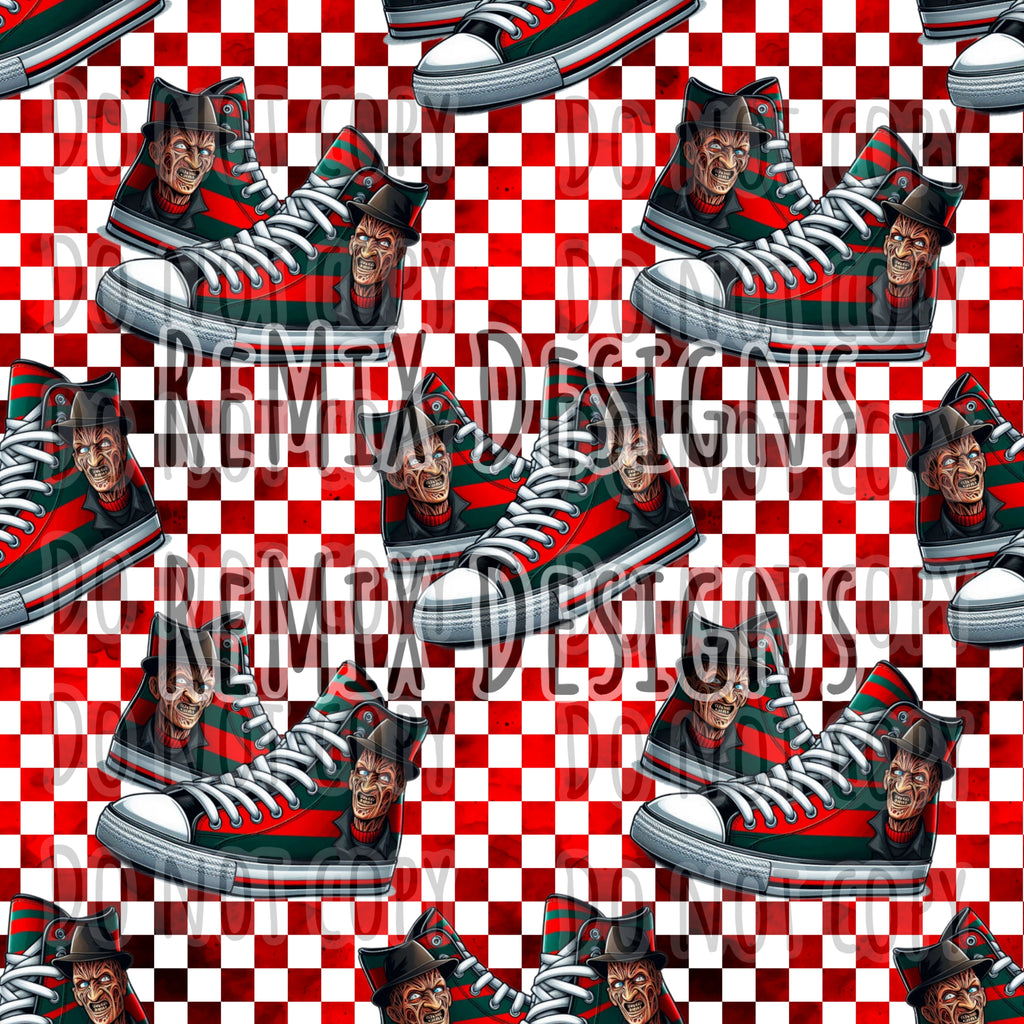 Freddy Krueger nightmare on elm street coming for you Halloween scary horror spooky high tops sneakers (Seamless Digital File)