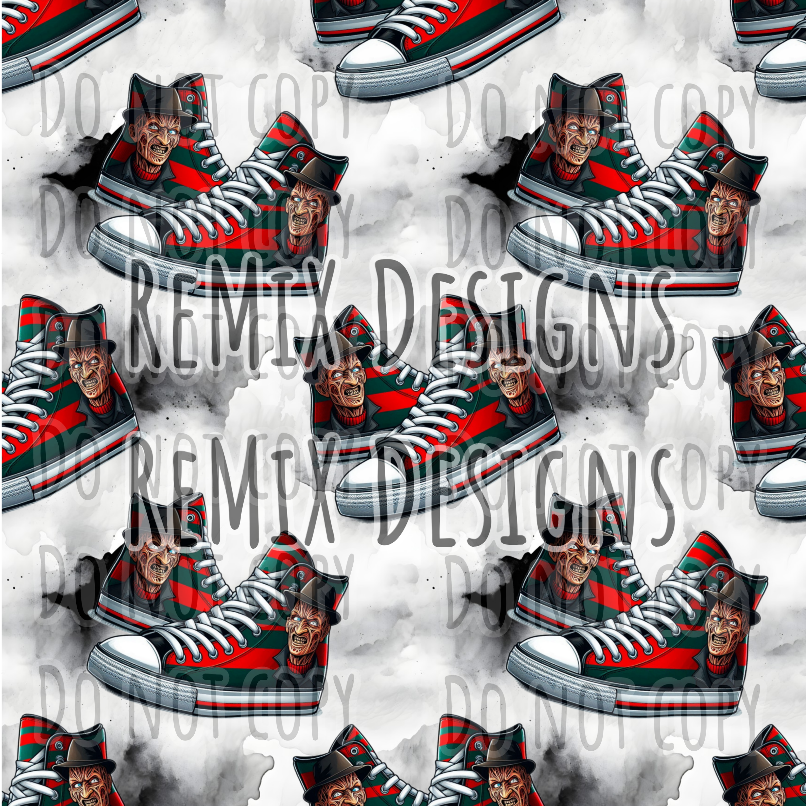 Freddy Krueger nightmare on elm street coming for you Halloween scary horror spooky high tops sneakers (Seamless Digital File)