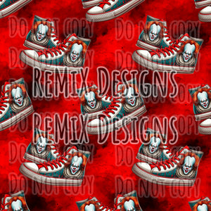 Pennywise killer clown Halloween scary horror spooky high tops sneakers (Seamless Digital File)