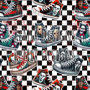 Jason Pennywise clown Ghostface Freddy Michael Myers Halloween scary horror spooky high tops sneakers (Seamless Digital File)