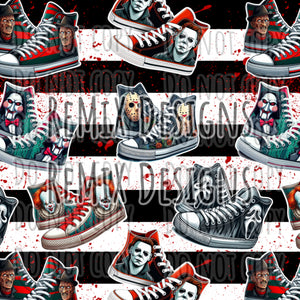 Jason Pennywise clown Ghostface Freddy Michael Myers Halloween scary horror spooky high tops sneakers (Seamless Digital File)