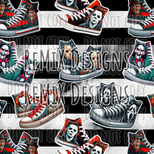 Jason Pennywise clown Ghostface Freddy Michael Myers Halloween scary horror spooky high tops sneakers (Seamless Digital File)