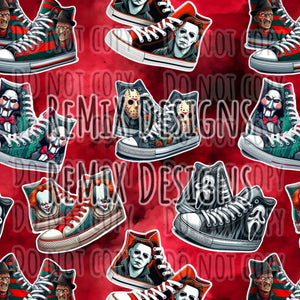 Jason Pennywise clown Ghostface Freddy Michael Myers Halloween scary horror spooky high tops sneakers (Seamless Digital File)