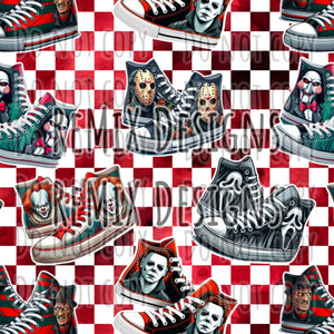 Jason Pennywise clown Ghostface Freddy Michael Myers Halloween scary horror spooky high tops sneakers (Seamless Digital File)