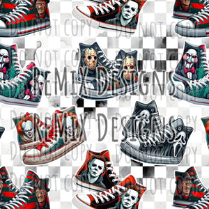 Jason Pennywise clown Ghostface Freddy Michael Myers Halloween scary horror spooky high tops sneakers (Seamless Digital File)