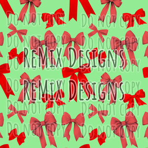 Christmas Holiday cute red green dainty girls coquette bows (Seamless Digital File)