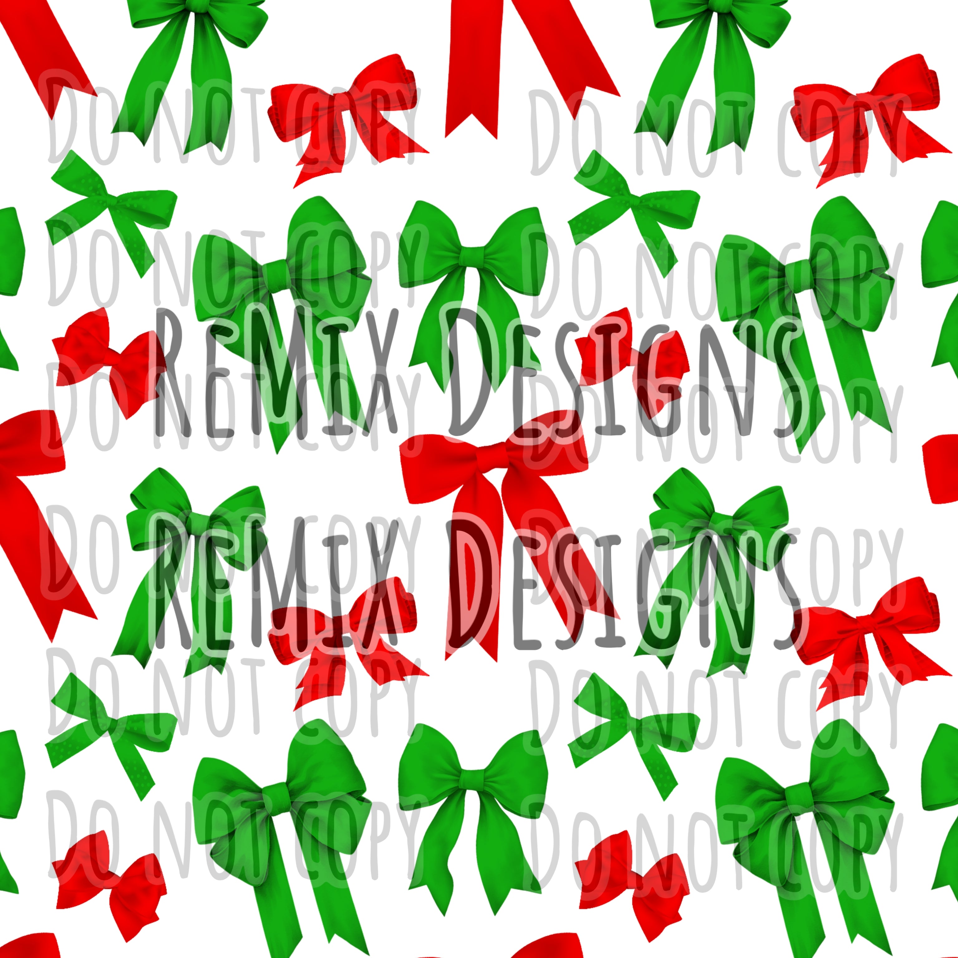 Christmas Holiday cute red green dainty girls coquette bows (Seamless Digital File)