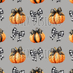 Fall Pumpkins Buffalo plaid autumn dainty girls coquette bows (Seamless Digital File)