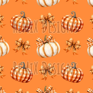 Fall Pumpkins Buffalo plaid autumn dainty girls coquette bows (Seamless Digital File)