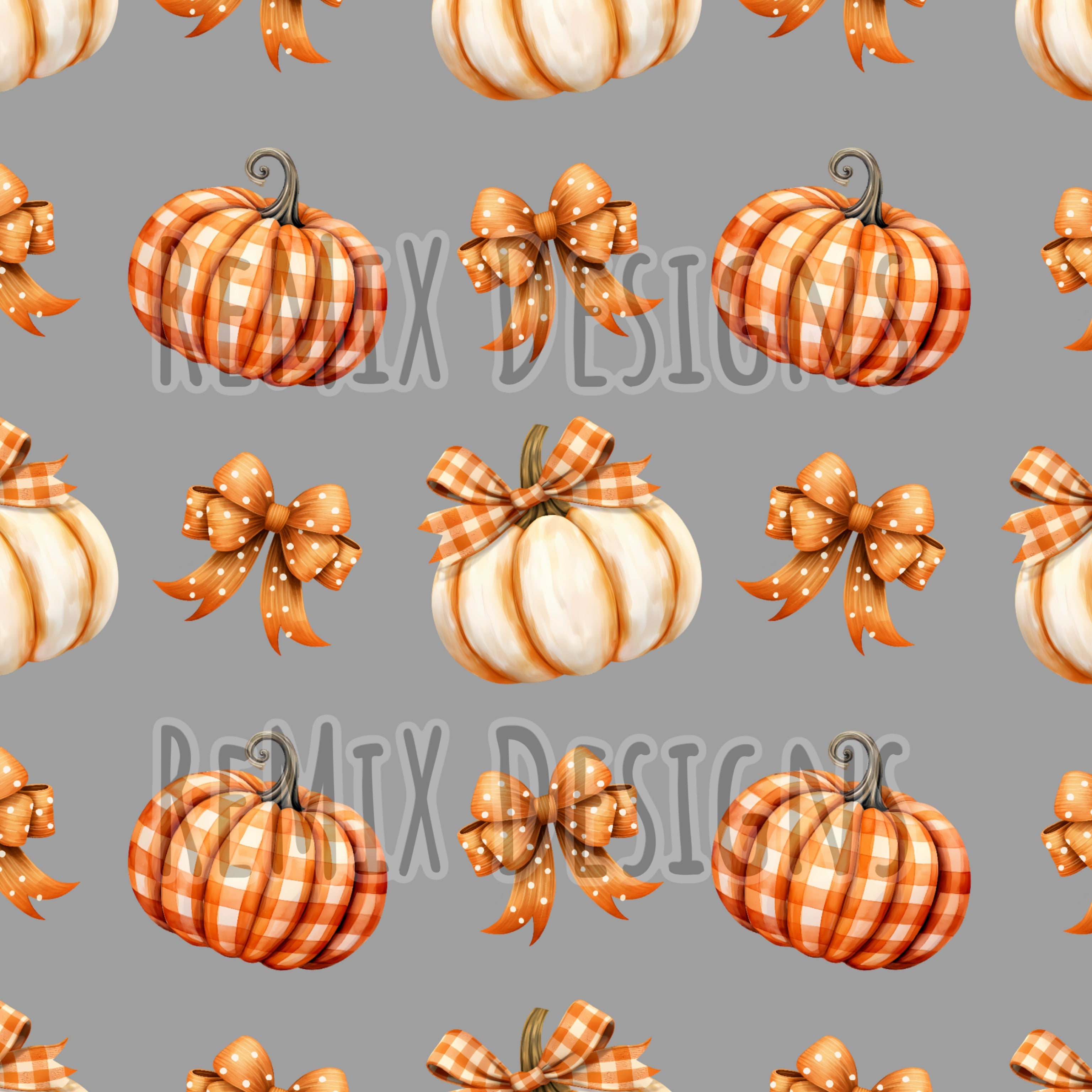 Fall Pumpkins Buffalo plaid autumn dainty girls coquette bows (Seamless Digital File)