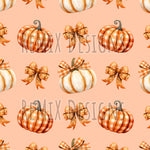 Fall Pumpkins Buffalo plaid autumn dainty girls coquette bows (Seamless Digital File)