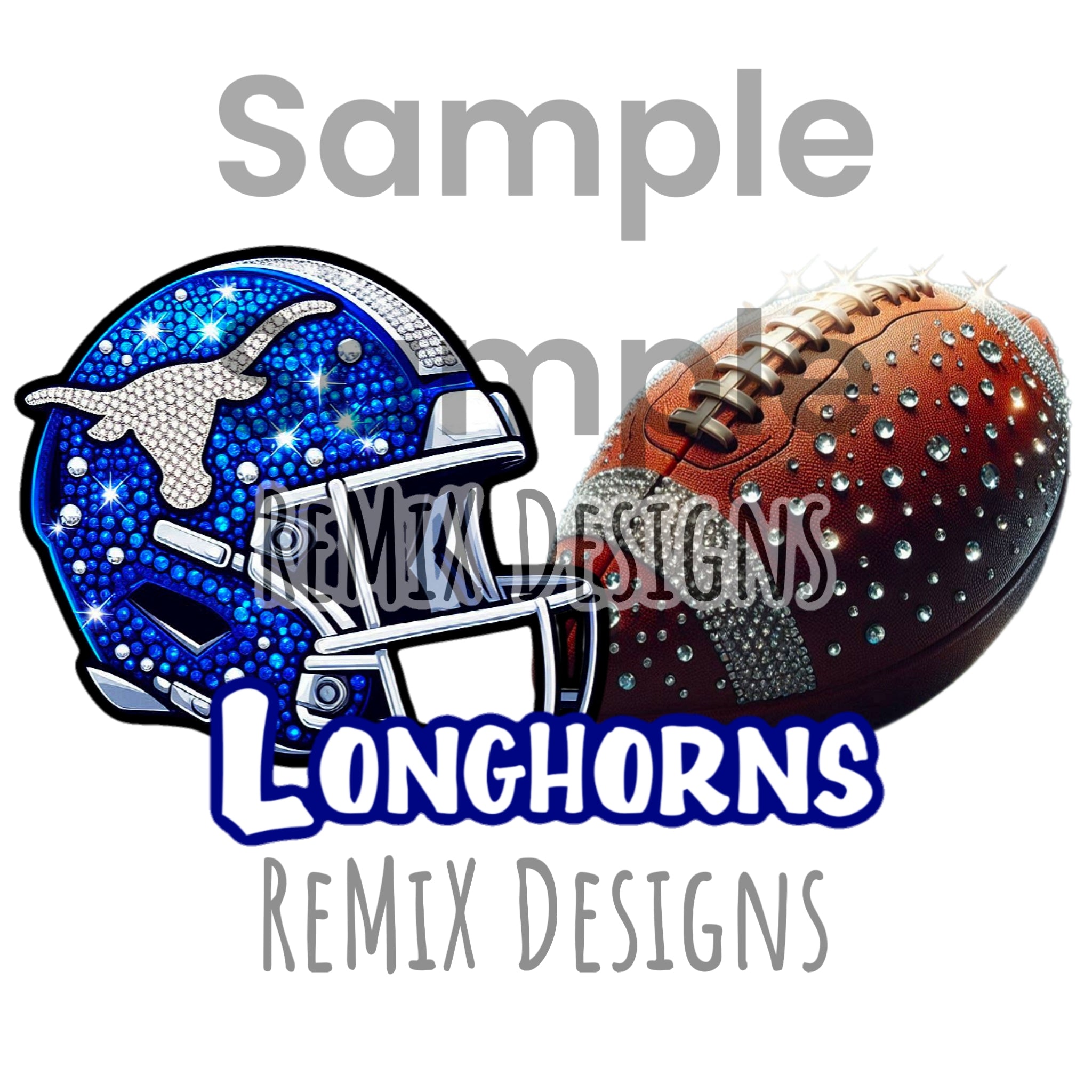 Custom Rhinestone Helmet and Football PNG for Tshirts Tumblers Crafting Sublimation Digital Paper