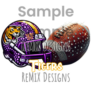 Custom Rhinestone Helmet and Football PNG for Tshirts Tumblers Crafting Sublimation Digital Paper