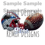 Custom Rhinestone Helmet and Football PNG for Tshirts Tumblers Crafting Sublimation Digital Paper